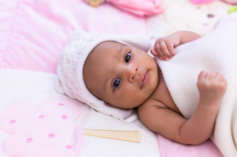 Baby with Pink Blankets